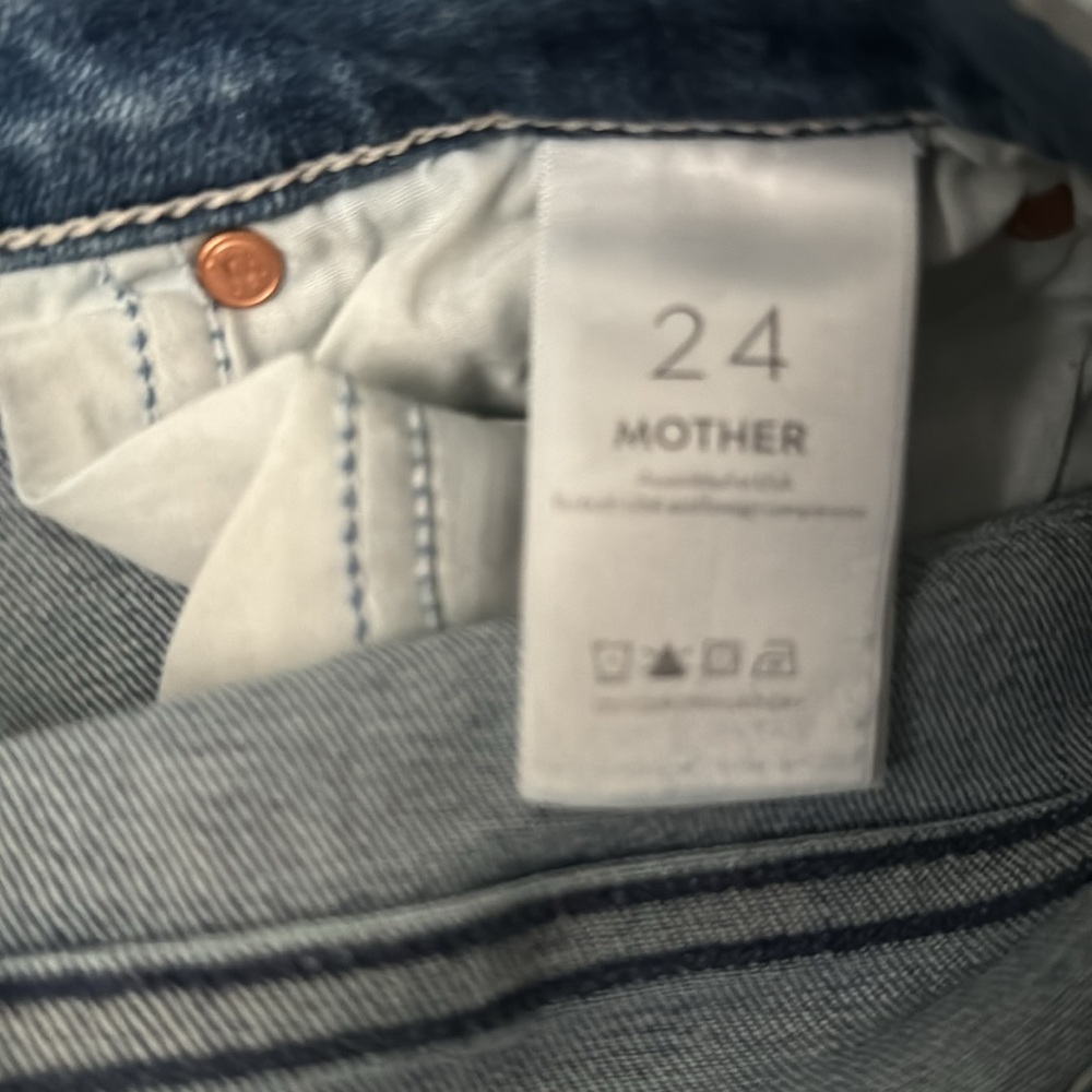MOTHER High-Rise Straight Crop Jeans in Medium Blue - Picture 7 of 7